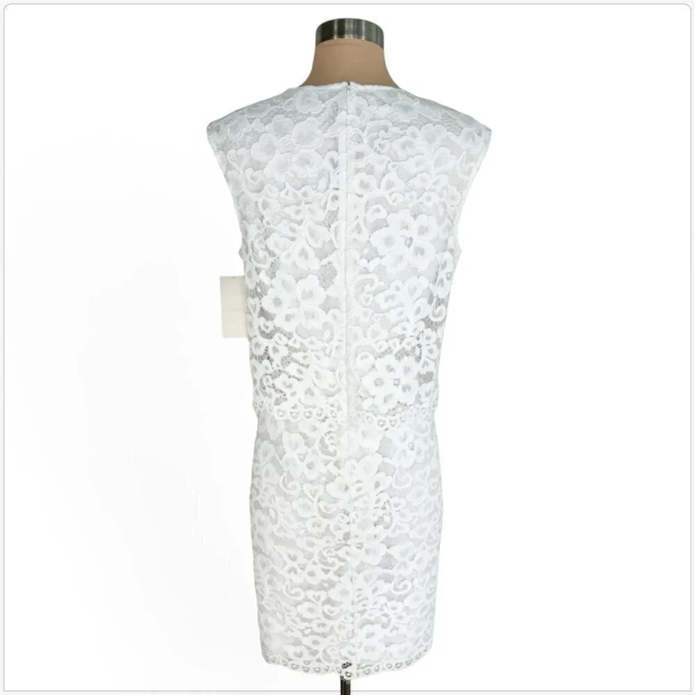 Shoshanna Lola White Lace Sleeveless Layered Waist Sheath Dress New NWT Size 8 - Picture 6 of 8